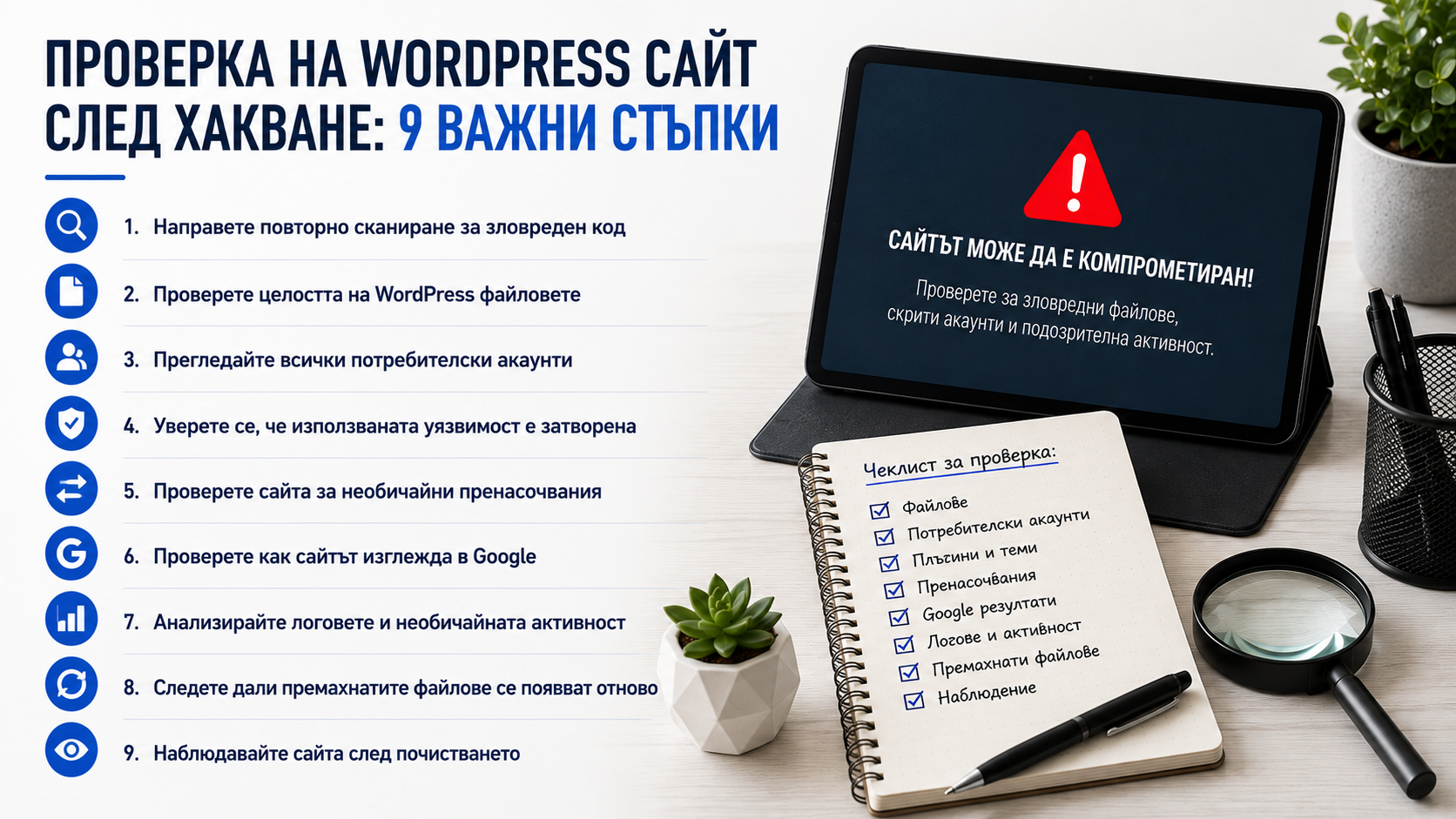 проверка на WordPress сайт след хакване