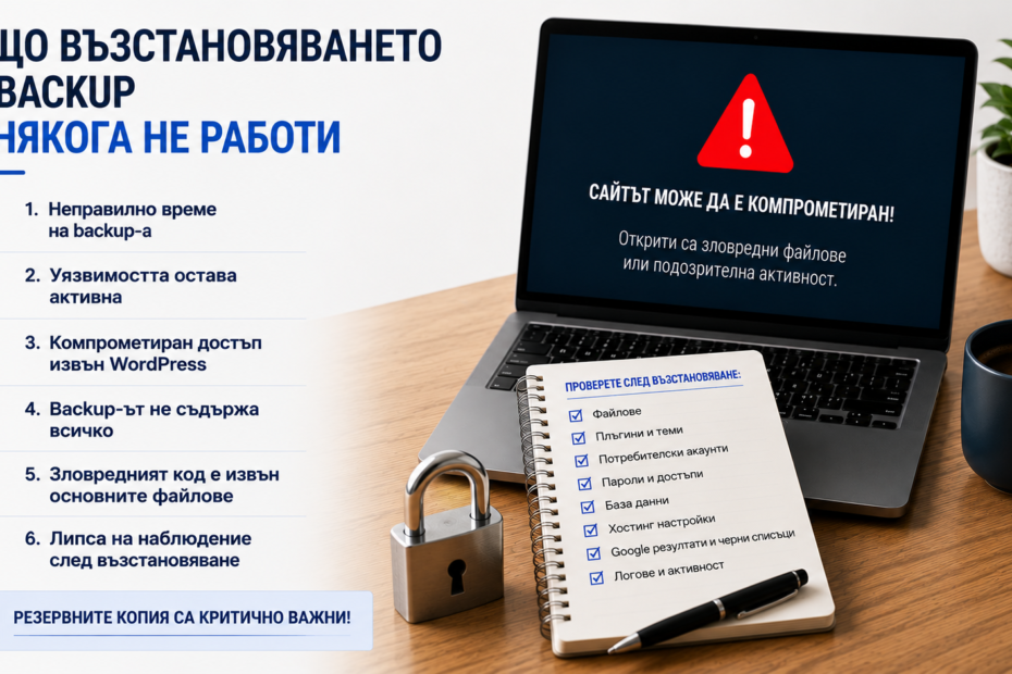 възстановяване на хакнат WordPress сайт от backup